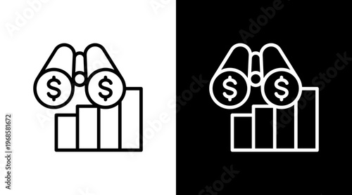 Business Forecast White Icon Set Design