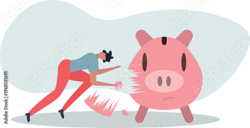 Debt and loan problem, financial mistake, poverty or bankruptcy concept.person's life situation and his activities.