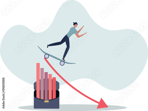 Prepare for economic down fall, collapse recession or financial crisis causing stock and crypto market to fall down concept.person's life situation and his activities.