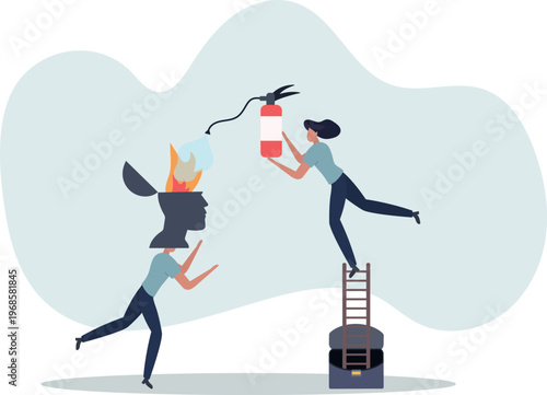 Therapy to cool down burning mind or anger, reduce burnout or mental illness, depression, cure anxiety and stress concept.person's life situation and his activities.