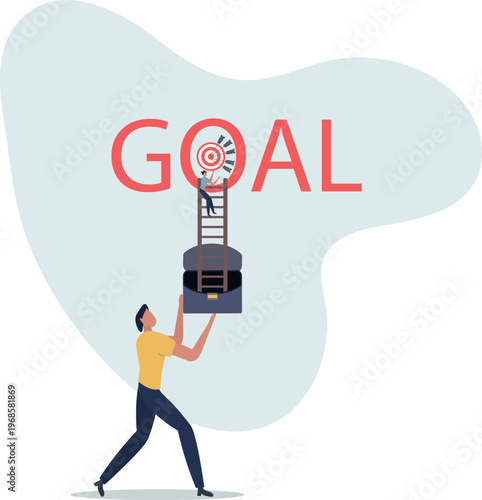 Ladder to reach goal, target and achievement, challenge to find success, business objective or purpose concept.person's life situation and his activities.