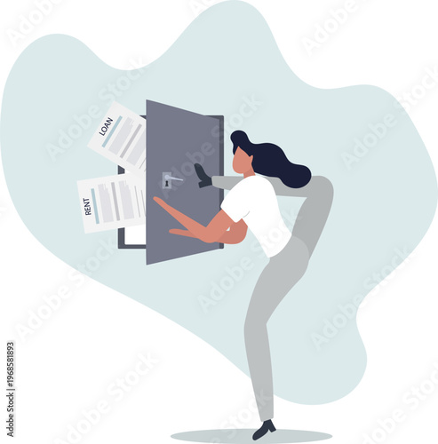 Overspend causing debt problem, financial failure or mistake, mortgage loan risk, bankrupt or credit score trouble concept.person's life situation and his activities.