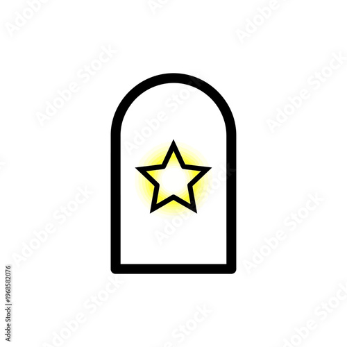 Black star symbol in arch shape.