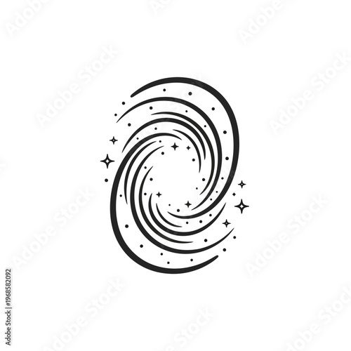 Black swirl shape with stars.