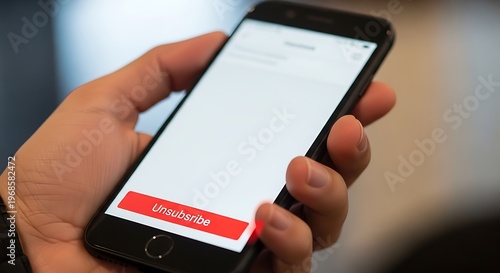 User actively unsubscribing from digital content on a smartphone, making a choice to manage online communications and personalize their mobile experience