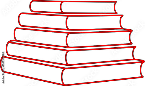 Stack of books arranged in a pyramid shape on a white background showing a simple design and focus on reading materials