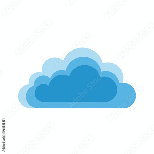 Layered blue clouds with white background and shadows