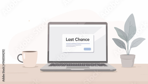 Laptop on Desk with Last Chance Message Popup