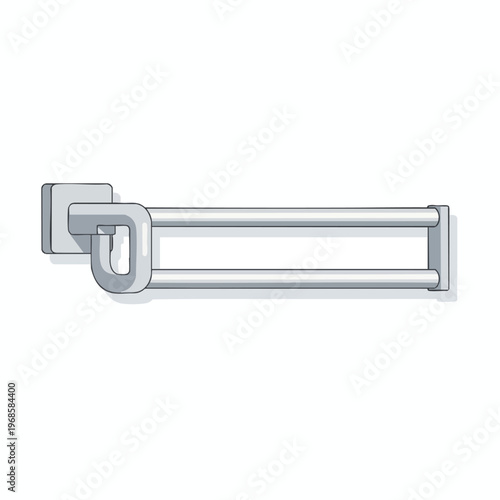 A simple, modern, double-tiered metal towel rack, wall-mounted with clean lines