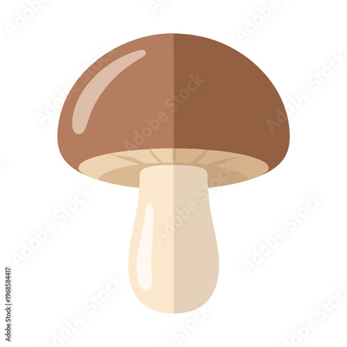 A simple illustration of a brown mushroom with a beige stem