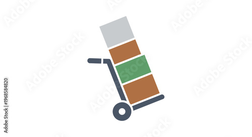 Hand truck or dolly carrying stacked cardboard boxes on an isolated white background, representing efficient package transportation.