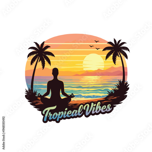 
Tropical beach with palm trees and sea t-shirt,Yoga t-shirt 