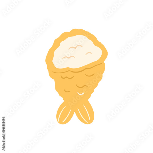Taiyaki Ice Cream Fish Shaped Cake Illustration