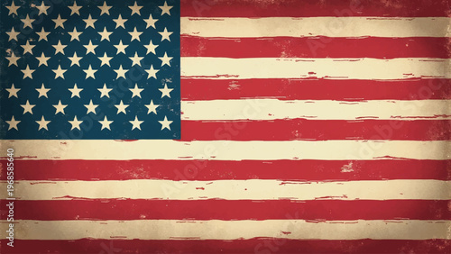 Vintage American flag, distressed USA flag, retro patriotic symbol, grungy national emblem