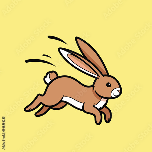 Cute cartoon rabbit running fast with motion lines.
