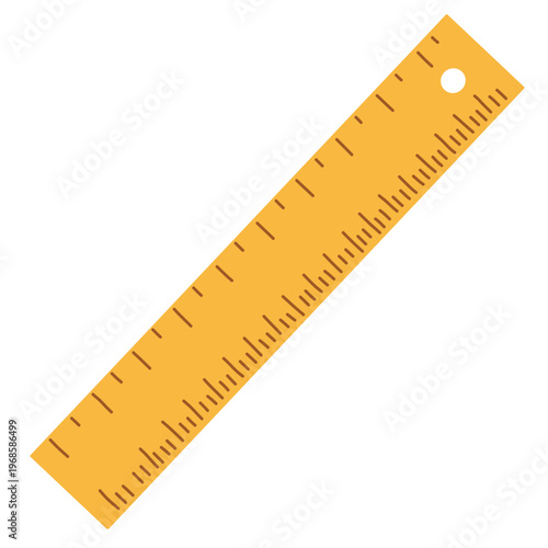 Straight Ruler with Measurement Scale in Flat Style for School Theme