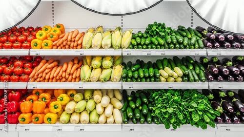 Fresh Produce Display in a Grocery Store