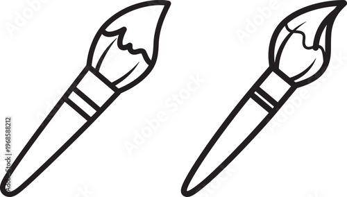 Two paint brushes with paint brush with fine art with oil painting with interior design with home decor with artist s tool with brush stroke