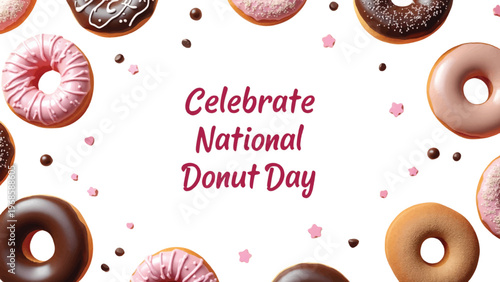 Donut Day, National Donut Day, Celebrate Donuts, Sweet Treats, Vector Illustrations