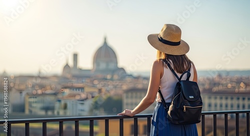 Rome travel woman enjoying panoramic city views italy vacation cultural exploration