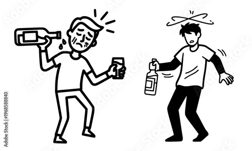 Drunk Person Illustration Showing Alcohol Effects