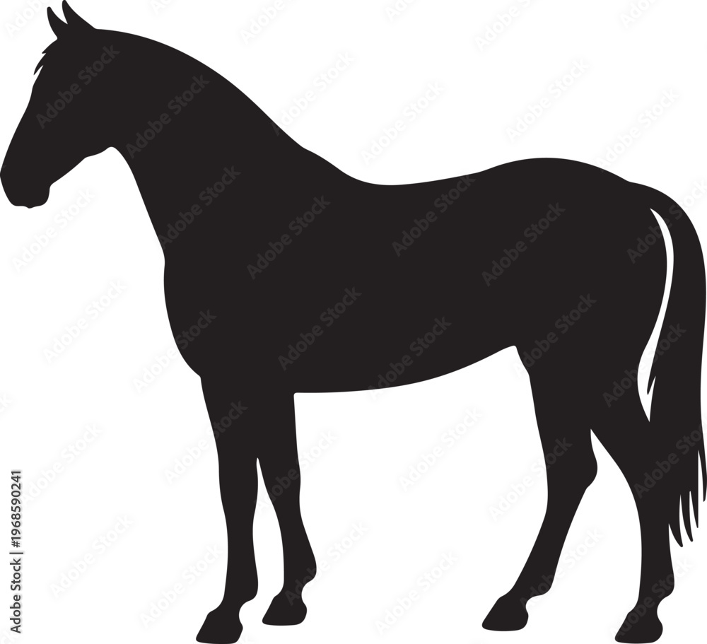 Obraz premium Horse Silhouette Side View ,Farm Animal Black Vector Design