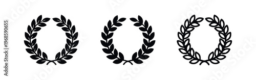 Laurel Wreath Award and Victory Icon Set - Achievement, Success, and Excellence Symbols for Recognition