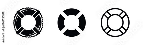 Lifebuoy and Life Preserver Icons Set - Safety and Rescue at Sea