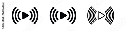 Live stream and broadcast icons set. Streaming, online video, and play symbols. Vector illustration for digital media.