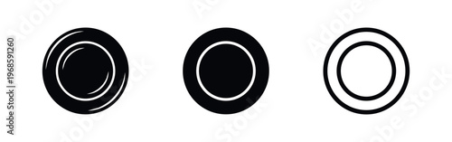 Plate icons set. Empty dishware for dining and serving food symbols.
