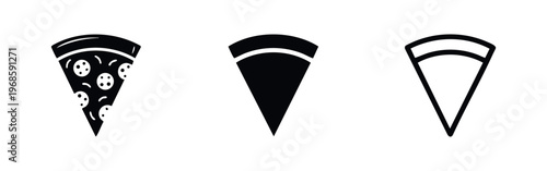 Pizza slice icons set. Fast food, Italian cuisine, and restaurant symbols.