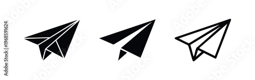 Paper Airplane Icon Set. Send Message, Communication, and Travel Symbols. Vector Graphic for Web and Print.