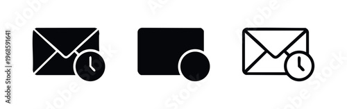 Scheduled Email and Pending Message Icon Set. Communication Time Reminder Symbols for Web and Mobile Apps.