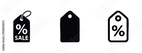 Sale Discount Price Tag Icon Set. Promotion and Special Offer Label Symbols for Retail and Online Shopping.
