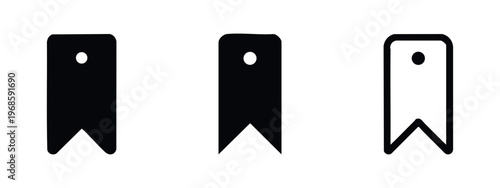 Bookmark and Ribbon Tag Icon Set. Save Symbol Outline and Solid Icons. Favorites Marker Vector Graphics.