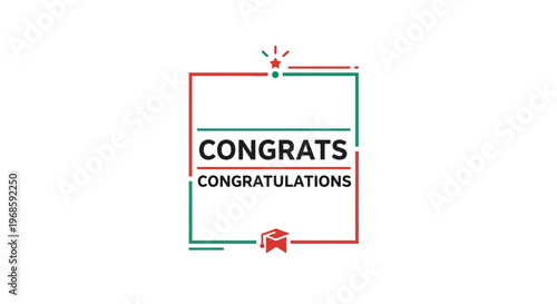 A colorful congratulatory card design with geometric shapes.