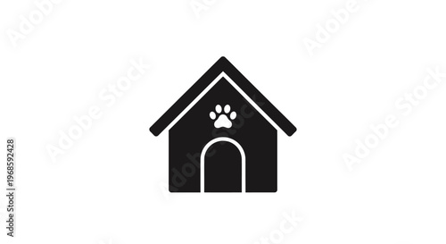 Simple dog house icon with paw print.