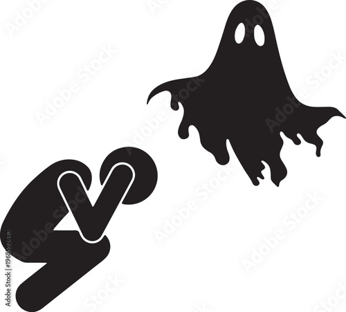 Scared Person Fleeing From A Ghostly Apparition