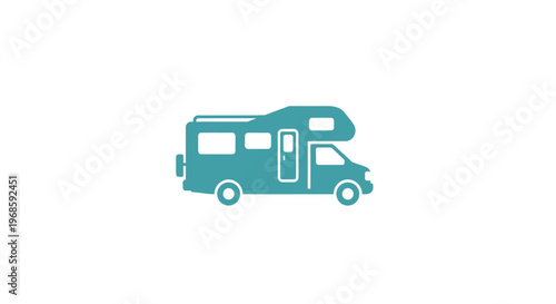 Teal colored camper van icon.