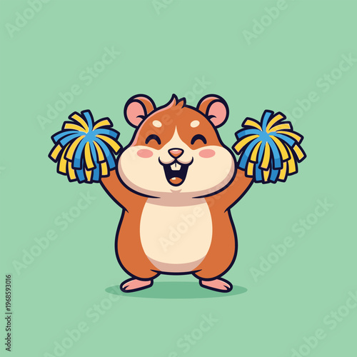 Cute Hamster Cheerleader Cartoon Character.