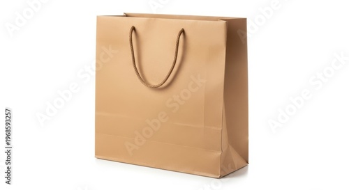 Brown paper shopping bag isolated on white background