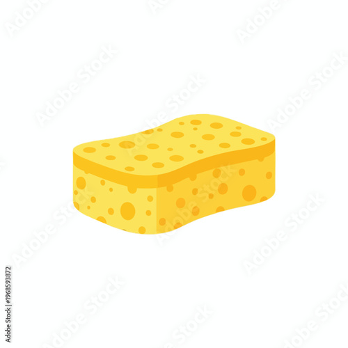A bright yellow rectangular sponge with rounded edges and circular holes