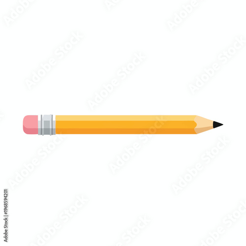 A sharpened yellow pencil with a pink eraser on a white background