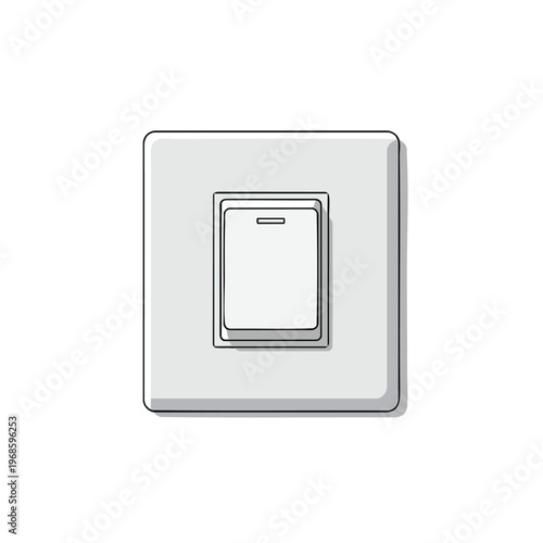 A simple line art illustration of a light switch in the off position