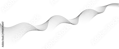Flowing Dot Wave halftone gradient pattern on transparent background
