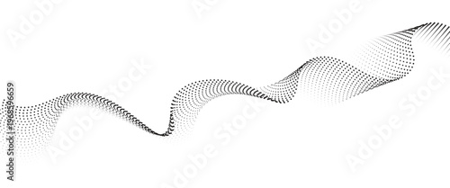 Flowing Dot Wave halftone gradient pattern on transparent background
