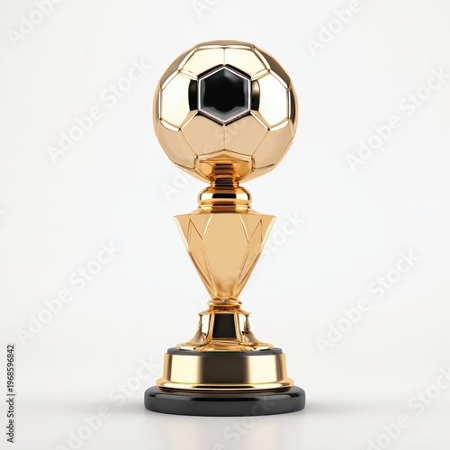 Golden soccer trophy isolated on white background football championship award winner prize sport event victory concept design element