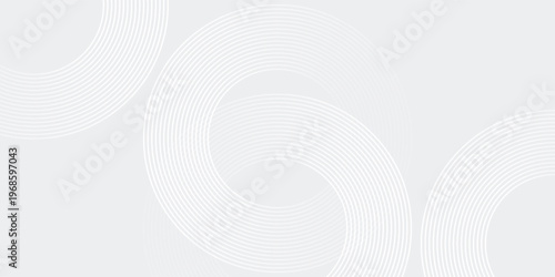 Abstract white glowing geometric lines on gray background. Modern shiny blue circle lines pattern. Futuristic technology concept. Suit for cover, poster, banner, brochure, header, website vector