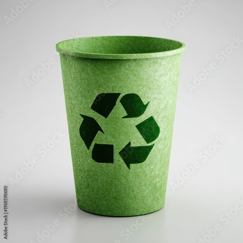 Green recycling bin eco friendly waste management reduce reuse environment trash container sustainability concept isolated on white