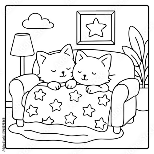 Cats Comfy days cute and comfy cozy coloring pages